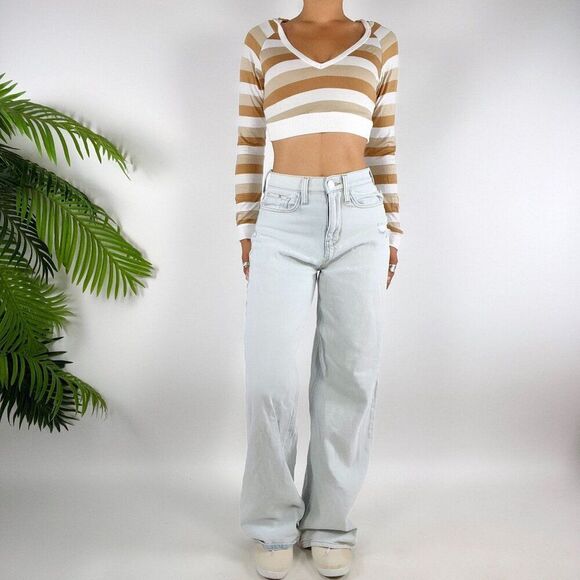 Women's Vintage SO Casual High Waisted Wide Leg Light Wash Dad Jeans / 1/25 - Picture 3 of 7